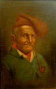 Late 19th century school  
Oil on canvas
Portrait of an old man smoking a pipe,