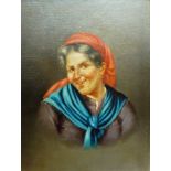 Continental school
Oil on canvas
Pair portraits of a peasant man and woman smiling,