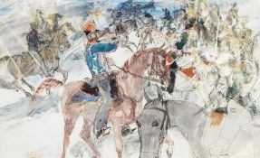 David Knight
Watercolour
Waterloo, battle scene, watercolour with pen and ink,