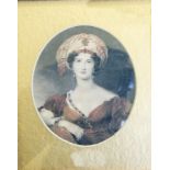 Two handcoloured engraved small oval portraits after Sir Thomas Lawrence of Vicountess Beresford