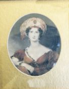 Two handcoloured engraved small oval portraits after Sir Thomas Lawrence of Vicountess Beresford