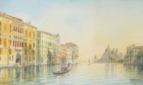 Umberto Ongania (1860-1896) 
Watercolour drawing
Venetian canal scene, signed,