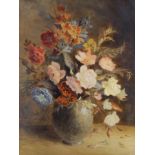 Victor Webb
Oil on board
Still life of floral decoration in vase, signed and dated 1948, 47.