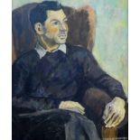 Frans Orntoft "55"  
Oil on canvas 
Three-quarter length portrait of gentleman seated in armchair,