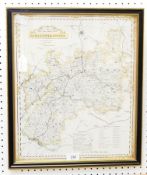 Handcoloured printed British Gazetteer Map of Gloucestershire