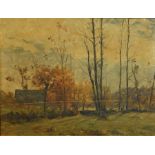 E Baillet (19th century) 
Oil on panel
Wooded landscape, signed,
