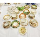 A collection of cabinet cups and saucers, various makers including Royal Crown Derby, Coalport,