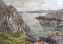 Charles James Adams (1859-1931)
Watercolour
Coastal scene with seagulls resting on the rock,