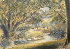 Lady Leigh
Watercolour drawing 
"Arma di Taggia, near San Remo", coastal Italian scene,