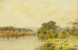 Late 19th/early 20th century school
Pair watercolour drawings
River landscape with church in