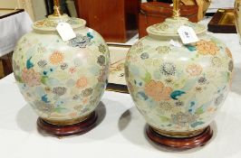 Pair oriental ceramic vase table lamps,