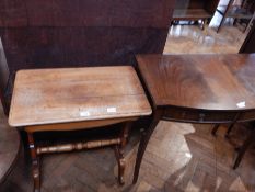 A reproduction Georgian style mahogany bow front side table with two frieze drawers,