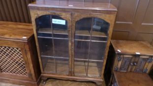 Mid-20th century walnut veneered glazed bookcase,