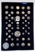 A quantity of silver buttons including Art Nouveau,