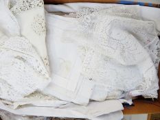 A quantity of table linen included embroidered, crocheted, cut and drawn thread, etc.