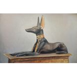 Dennis Lascelles (1949) 
Oil on canvas 
Statue of a recumbent Anubis on a plinth,