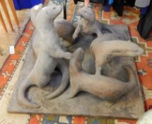 A Lady Cannisford resin sculpture "Otters" of otters posing,