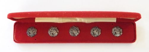 Art Nouveau silver buttons showing Lily of the Valley dated 1902 and a set of silver buttons