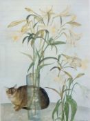 Lizzie Blackadder  
Print 
Abyssinia cat and lilies, signed in pencil,