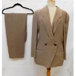 A Louis Feraud taupe and cream jacket with out-buttons and a Nehru collar,