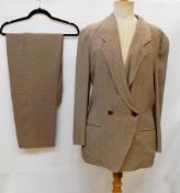 A Louis Feraud taupe and cream jacket with out-buttons and a Nehru collar,