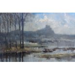 William Rutledge
Oil on canvas 
"Moldova River", river scene with trees in foreground,