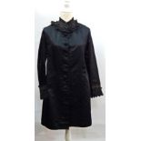 A Victorian black satin cape embroidered with faux-jet beads,
