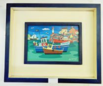 Tom Winters 
Oil on board
Boats in the harbour, signed and dated '97, 15cm x 21.