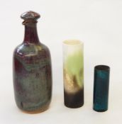 Tessa Wolfe Murray 
Studio ceramic cylindrical vase with mottled and spray-effect green,