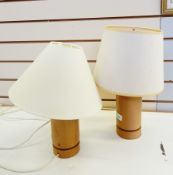 Pair 20th century stained wood table lamps