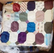 A quantity of table linen, a baby's patchwork quilt, a gentleman's dress shirt, etc.