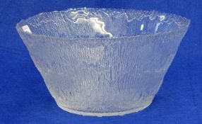 Iittala Finnish "Solaris" fruitbowl designed by Tapio Wirkkala, bark-finish and tapered,