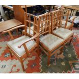 A set of six oak Cotswold-style hatched-back dining chairs in the style of Ernest Gimson