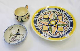 Quimper pottery cup and saucer,