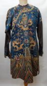 A late 19th century Chinese silk dragon robe "Jifu" late Qing Dynasty,