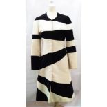 A Jasper Conran black and white striped wool coat with zip fastening,