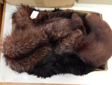 A vintage fur collar, a fox scarf with head, a Persian lamb collar and a mink tippet,