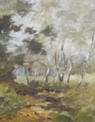 Lewis Creighton 
Oil on board 
Woodland scene,