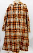 Various coats including Aquascutum orange, black and cream check with horn buttons,