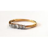 18ct gold five-stone diamond ring,