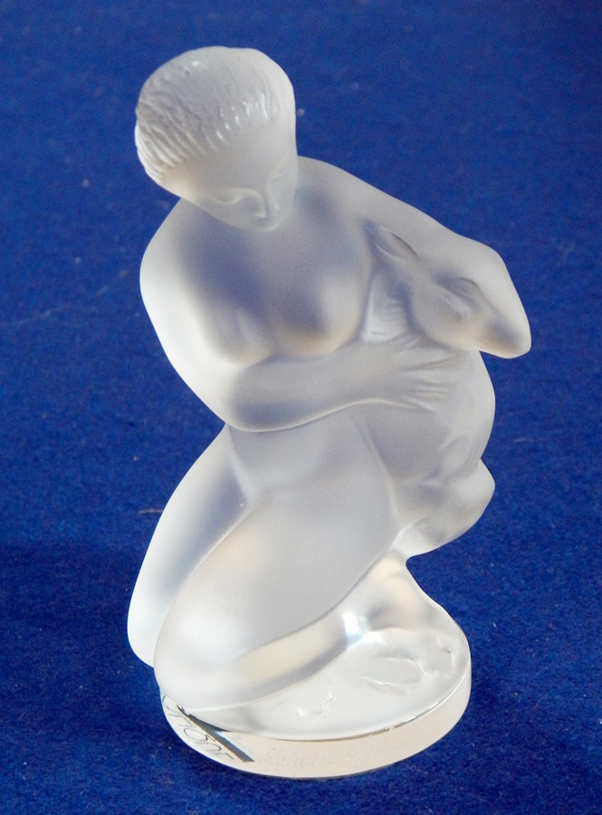 A Lalique figure of a nude woman with a deer "Diana",