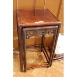 Chinese hardwood nest of three occasional tables,