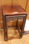 Chinese hardwood nest of three occasional tables,