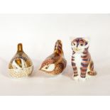 Royal Crown Derby Collectors Guild paperweights to include Firecrest, Kitten and Wren,