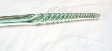 A glass straight walking cane, clear glass with barleytwist to each point,