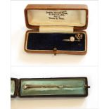 Gold and diamond stickpin set with rose-cut diamond (cased),