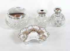 Three silver-capped cut glass dressing table jars, various dates,