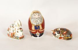 Royal Crown Derby paperweights to include Meadow Rabbit, Catnip Kitten and Santa Claus,