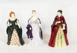 Four Coalport china figures "Queens of England" to include 'Elizabeth I' No.53/1000, 'Mary I' No.