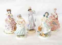 Royal Worcester china figures including "Walking out Dresses 1818 Regency",